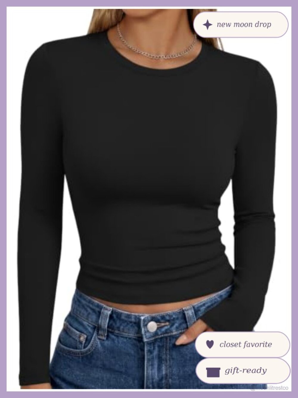Slim Fit Long Sleeve Crew Neck T-Shirt Stretch Basic Y2K Top
